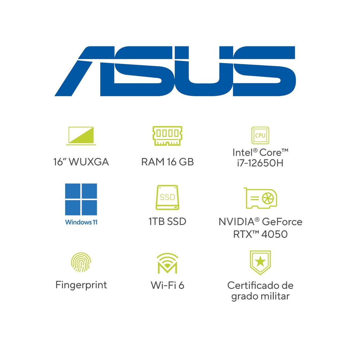 ASUS - Portátil ASUS Vivobook 16X | GeForce RTX 4050 | Intel Core i7 | 16GB de RAM | 512GB SSD de almacenamiento | Windows 11 | 16 Pulgadas | K3605ZU-N1059W | Computador Portátil