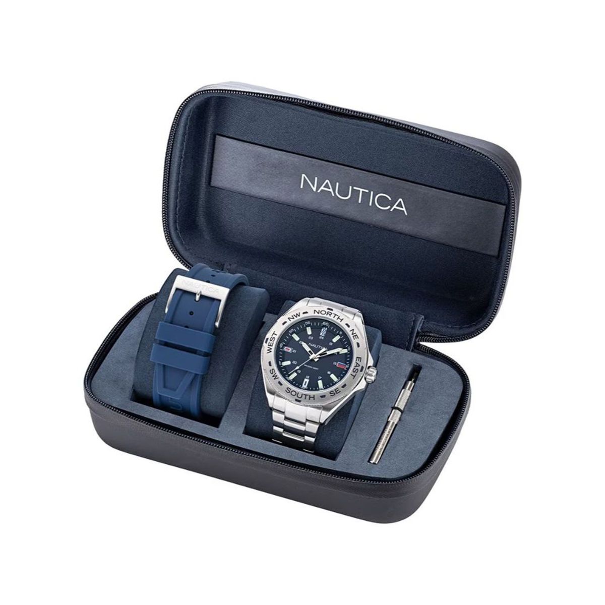 NAUTICA - Reloj Nautica para Hombre  . Reloj Análogo Plateado Acero inoxidable
