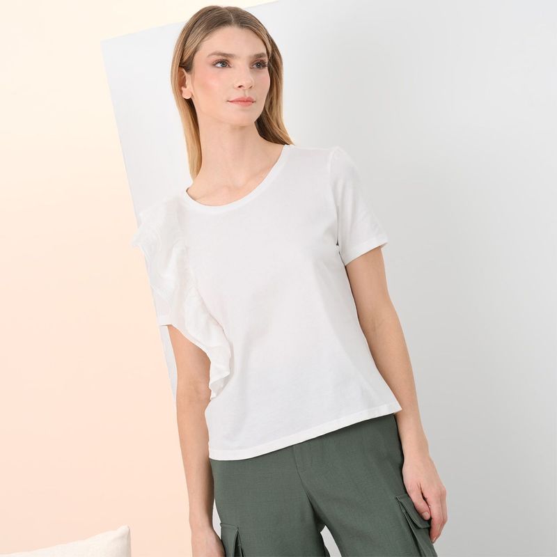 BASEMENT - Camiseta para Mujer con Boleros Manga corta de Algodón Basement