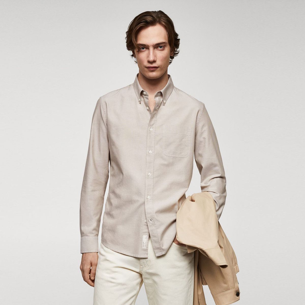 MANGO - Camisa Hombre Manga larga de Algodón MANGO
