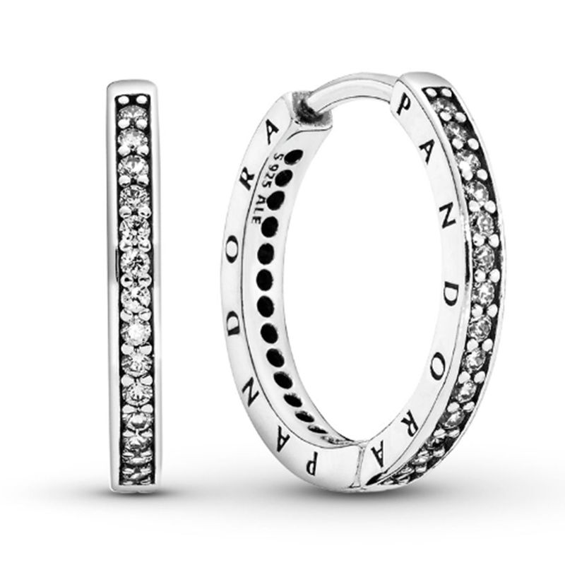 PANDORA - Aretes Pandora Logo Plata Esterlina