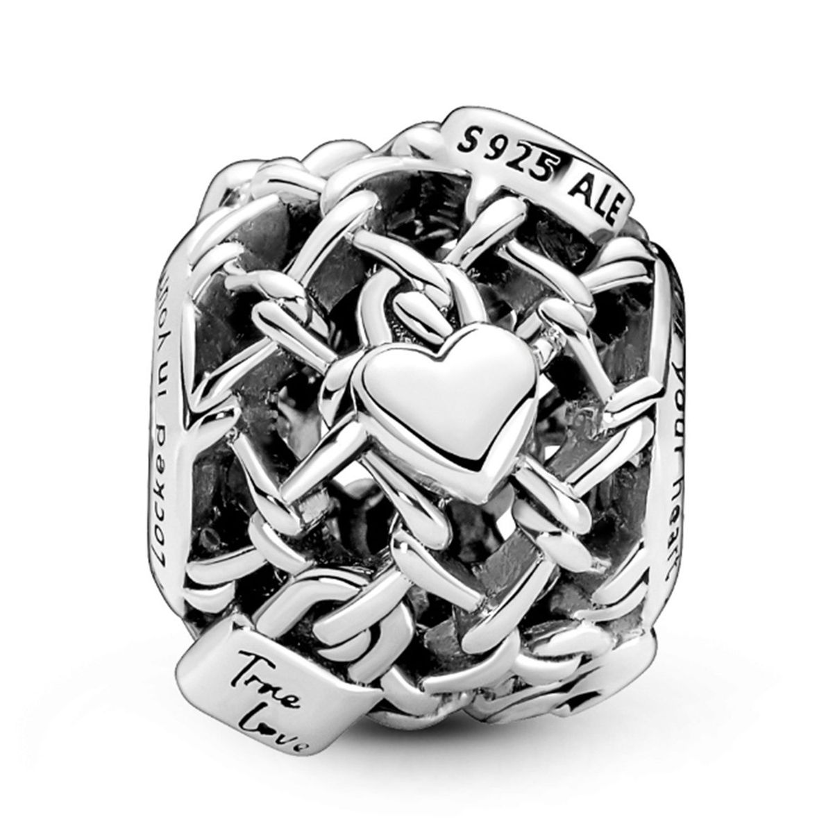 PANDORA - Charm Pandora Candado Eslabones Cadena en Filigrana Plata Esterlina