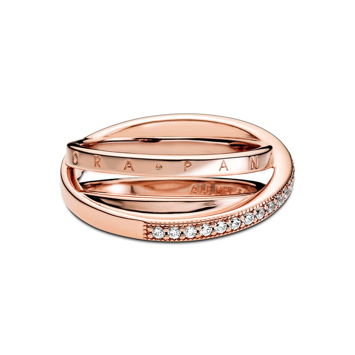 PANDORA - Anillo Pandora Banda Triple Recubrimiento Oro Rosa