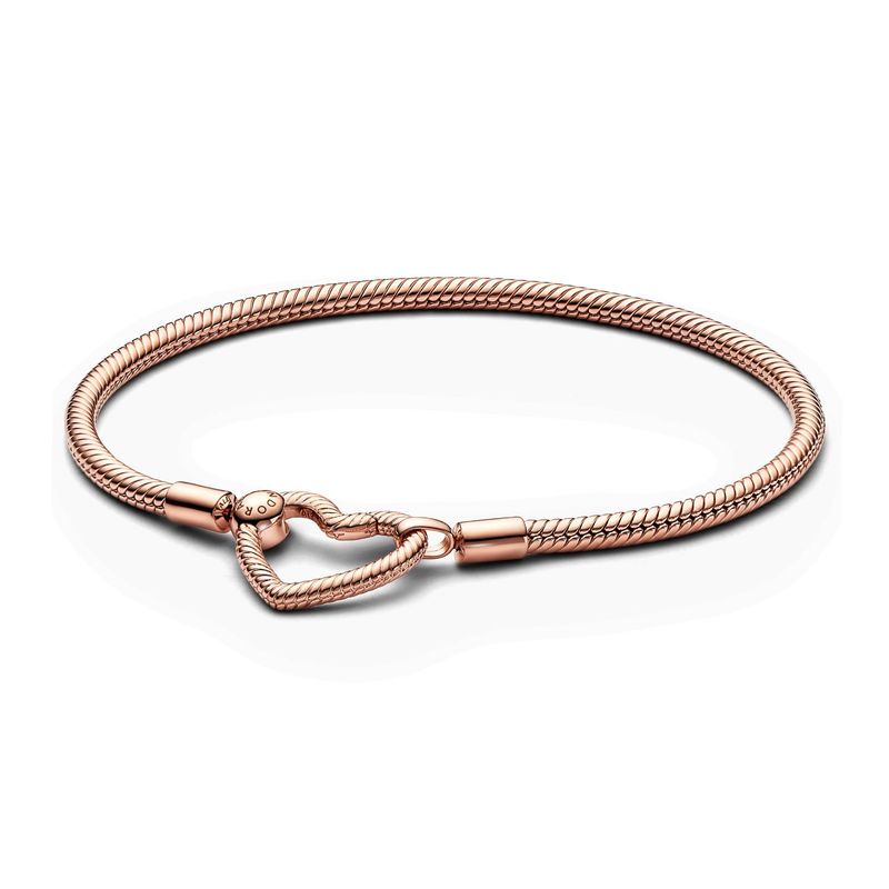 PANDORA - Brazalete Pandora Moments Cadena de Serpiente Cierre Corazón Recubrimiento en Oro Rosa