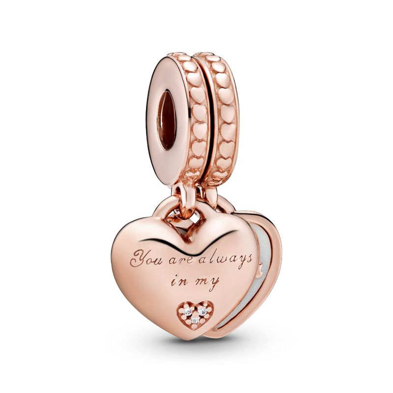 PANDORA - Charm Pandora Dividido Siempre en mi corazón Recubrimiento en Oro Rosa