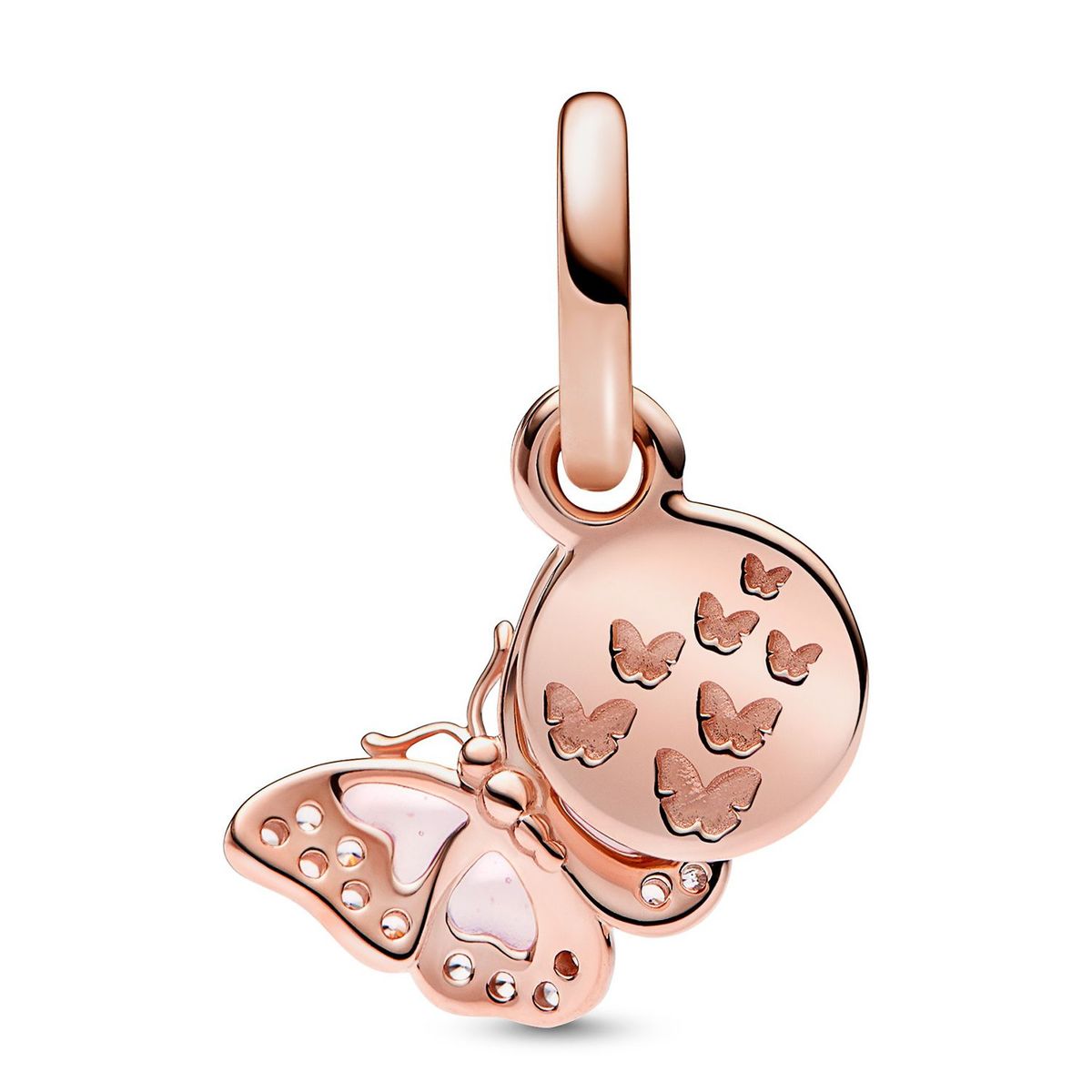 PANDORA - Charm Pandora Doble Mariposa Rosa Recubrimiento en Oro Rosa