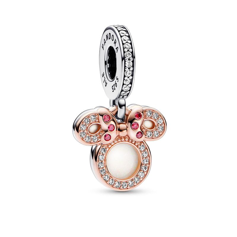 PANDORA - Charm Pandora Doble Silueta Minnie Mouse de Disney Plata Esterlina y Recubrimiento en Oro Rosa
