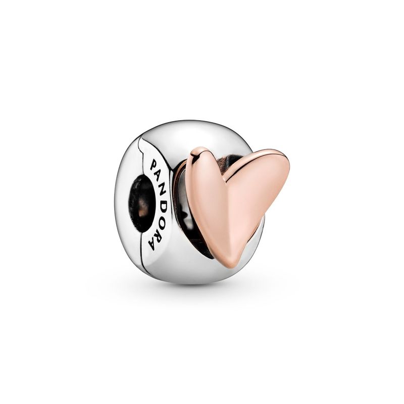 PANDORA - Clip Pandora Corazón a Mano Alzada Plata Esterlina y Recubrimiento en Oro Rosa