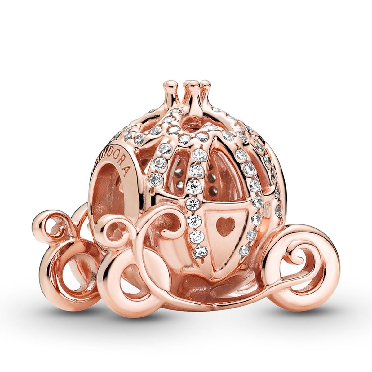 PANDORA - Charm Pandora Brillante Carroza Cenicienta de Disney Recubrimiento en Oro Rosa