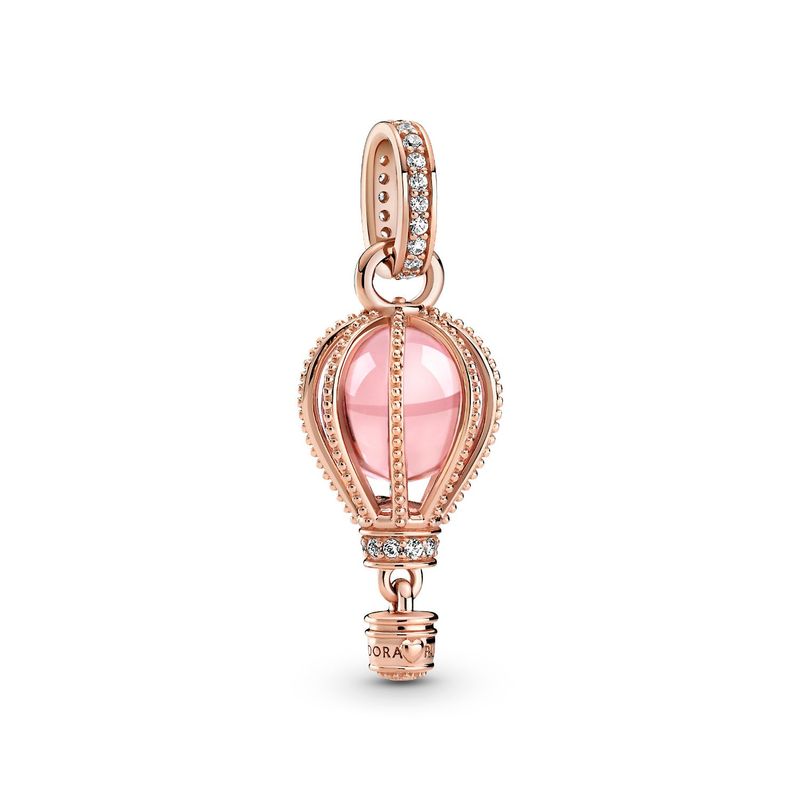 PANDORA - Charm Pandora Globo Aerostático Rosa Brillante Recubrimiento en Oro Rosa