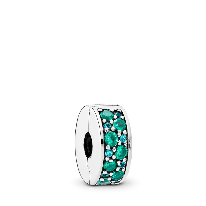 PANDORA - Clip Pandora Pavé Verdeazulado Plata Esterlina