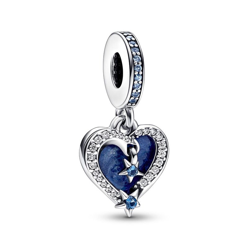 PANDORA - Charm Pandora Doble Corazón Estrella Fugaz Plata Esterlina