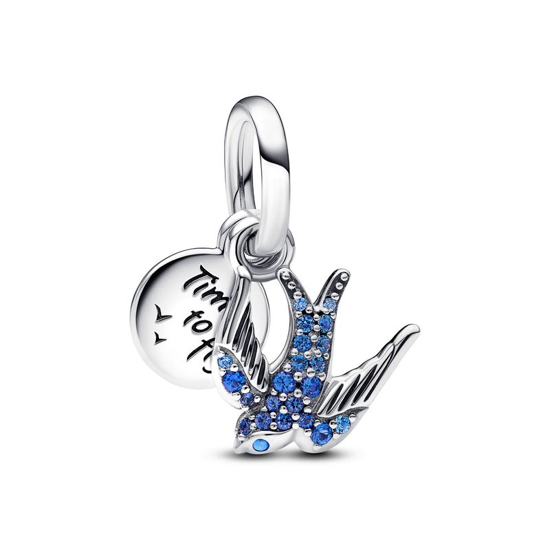 PANDORA - Charm Pandora Colgante Doble Golondrina Brillante Plata Esterlina
