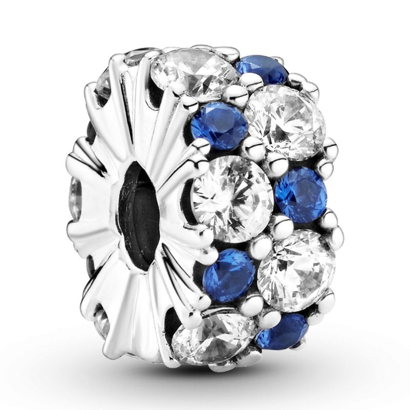 PANDORA - Charm Pandora Clip Brillante Transparente y Azul Plata Esterlina