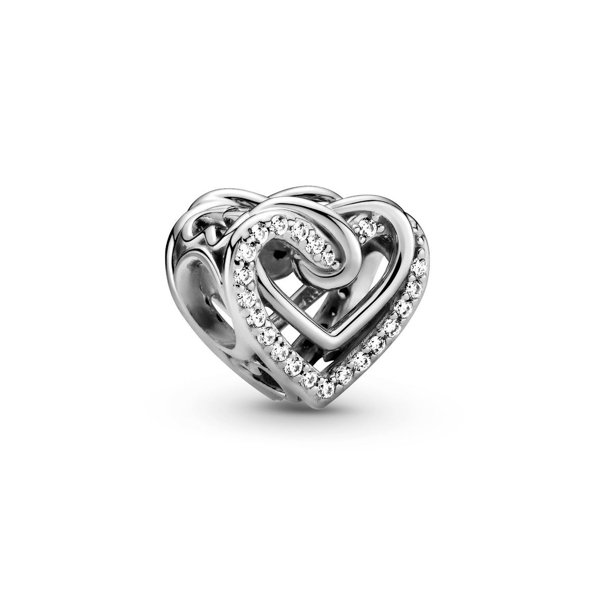 PANDORA - Charm Pandora Corazones Brillantes Entrelazados Plata Esterlina