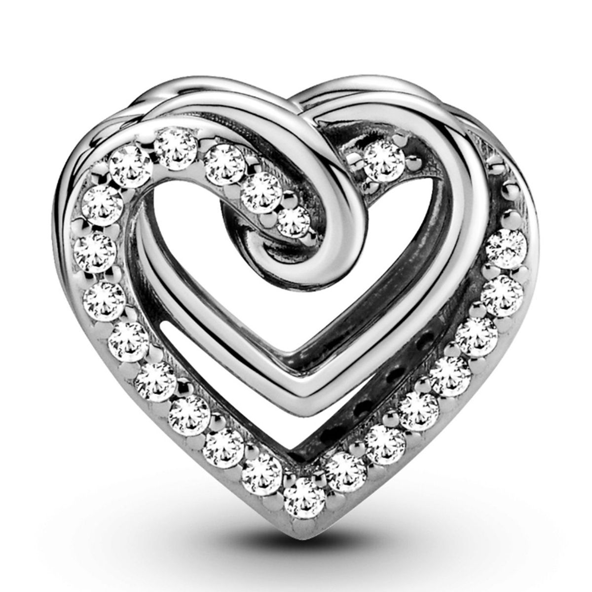 PANDORA - Charm Pandora Corazones Brillantes Entrelazados Plata Esterlina
