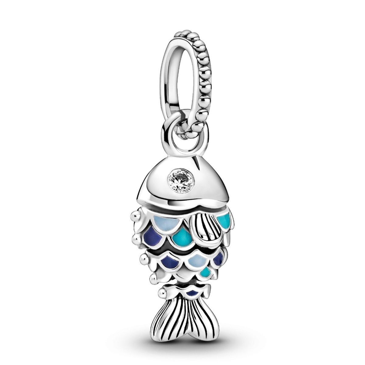 PANDORA - Charm Pandora Colgante Pez Escamas Azules Plata Esterlina