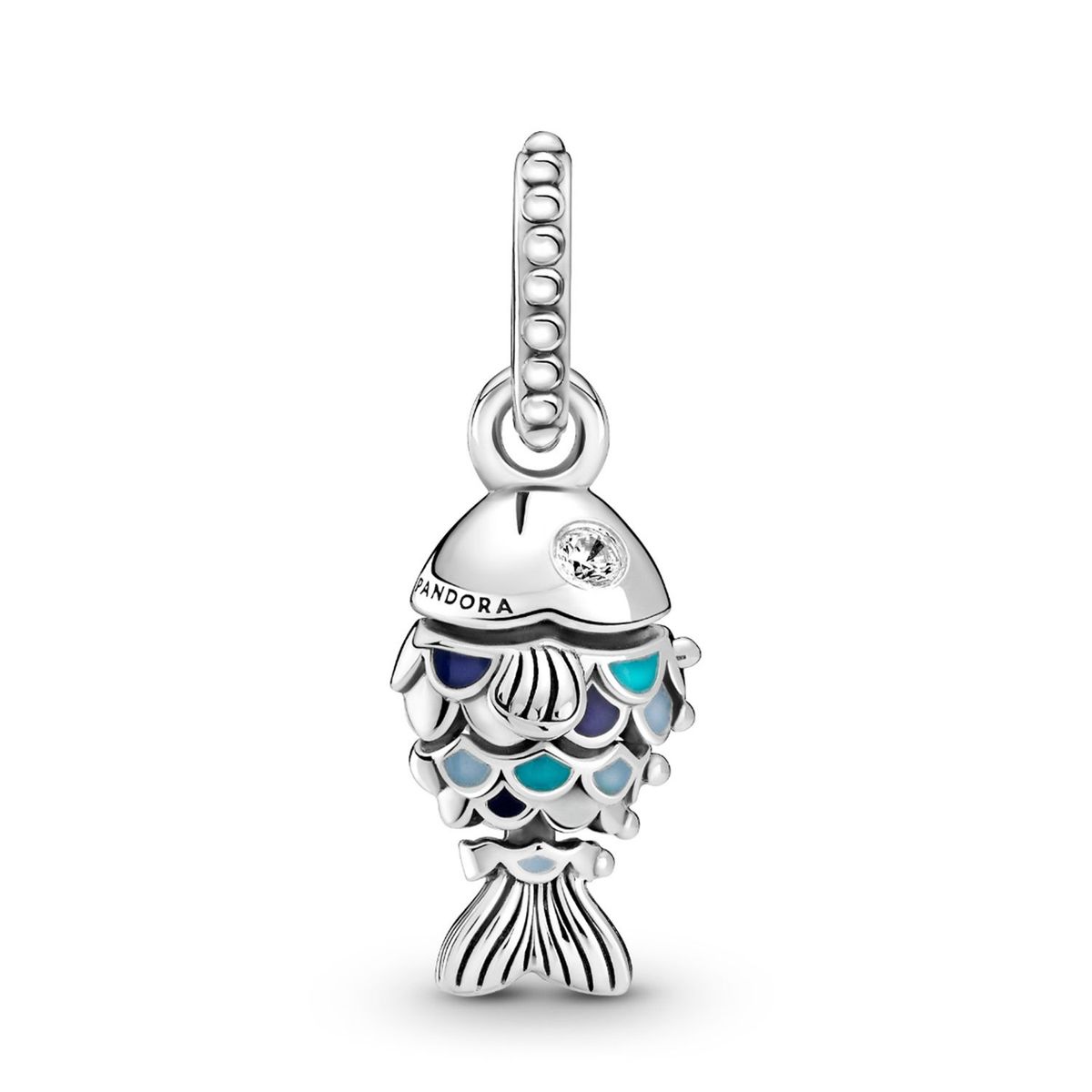 PANDORA - Charm Pandora Colgante Pez Escamas Azules Plata Esterlina