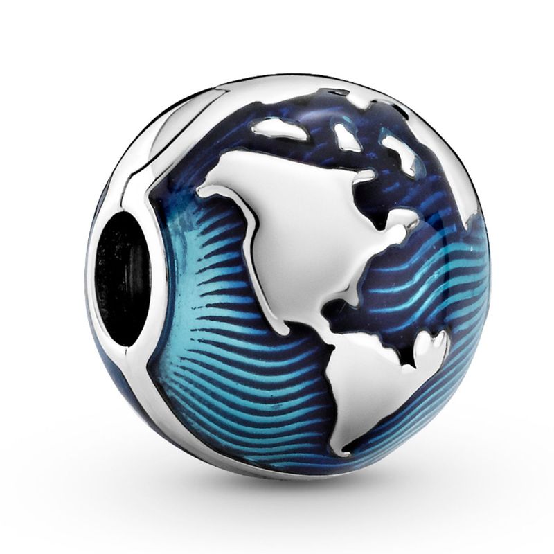 PANDORA - Clip Pandora Globo Terráqueo Azul Plata Esterlina