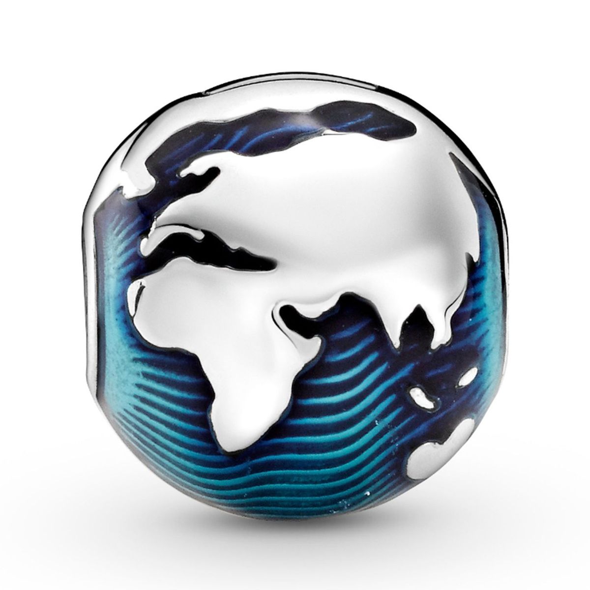 PANDORA - Clip Pandora Globo Terráqueo Azul Plata Esterlina