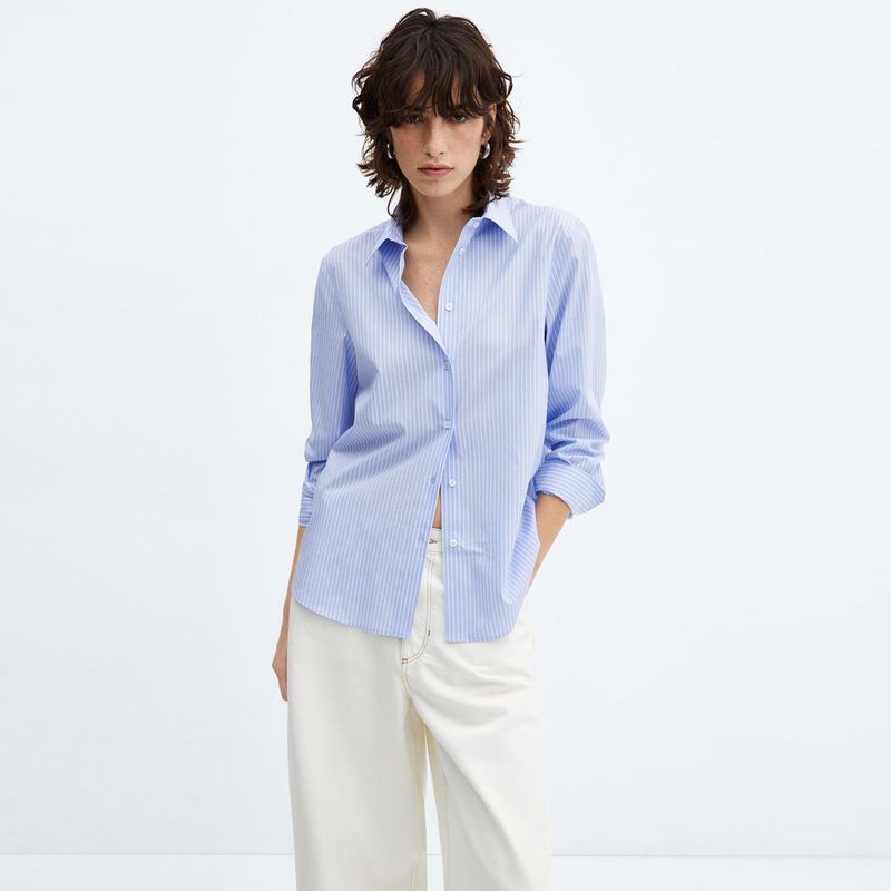MANGO - Camisa para Mujer Manga larga de Algodón MANGO