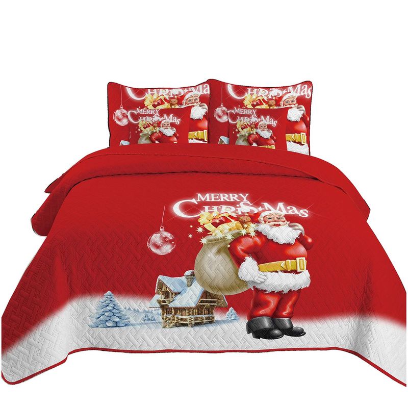 MY HOME STORE - Cubrelecho Poliéster Navidad Santa Doble