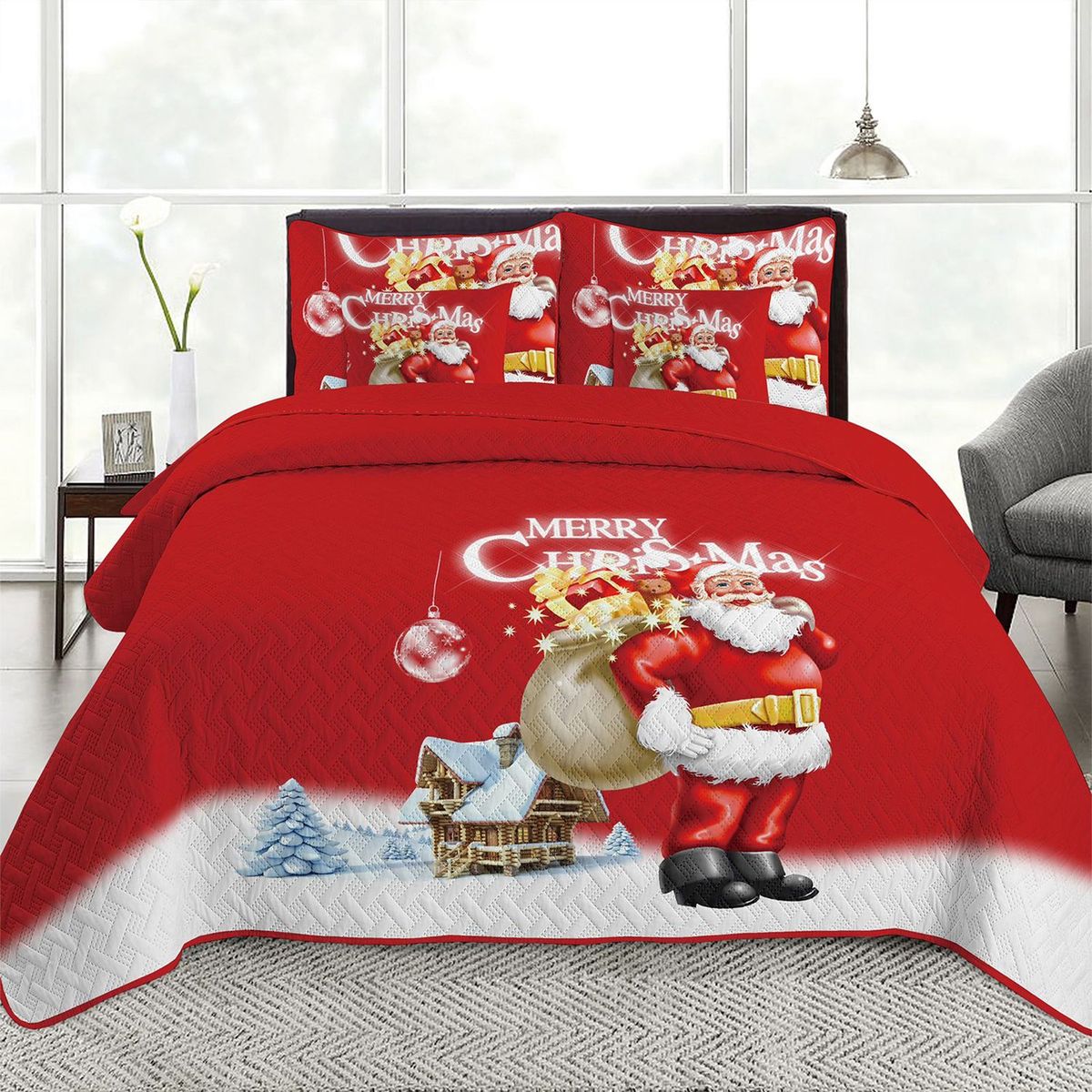 MY HOME STORE - Cubrelecho Poliéster Navidad Santa Doble