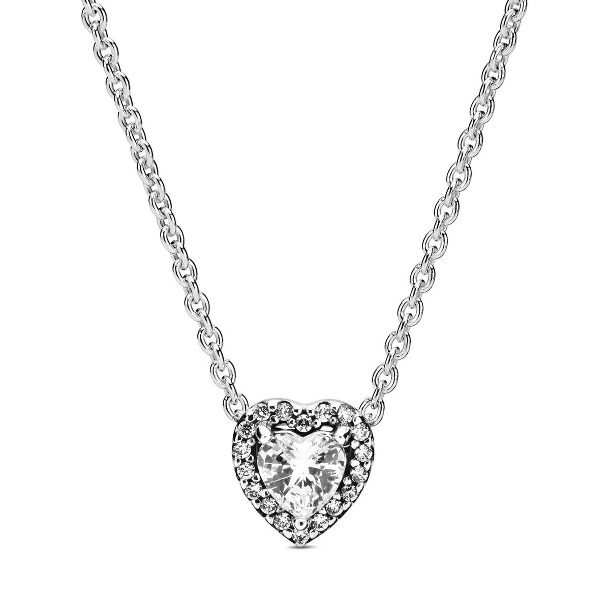 PANDORA - Collar Pandora Corazon Elevado En Plata Esterlina