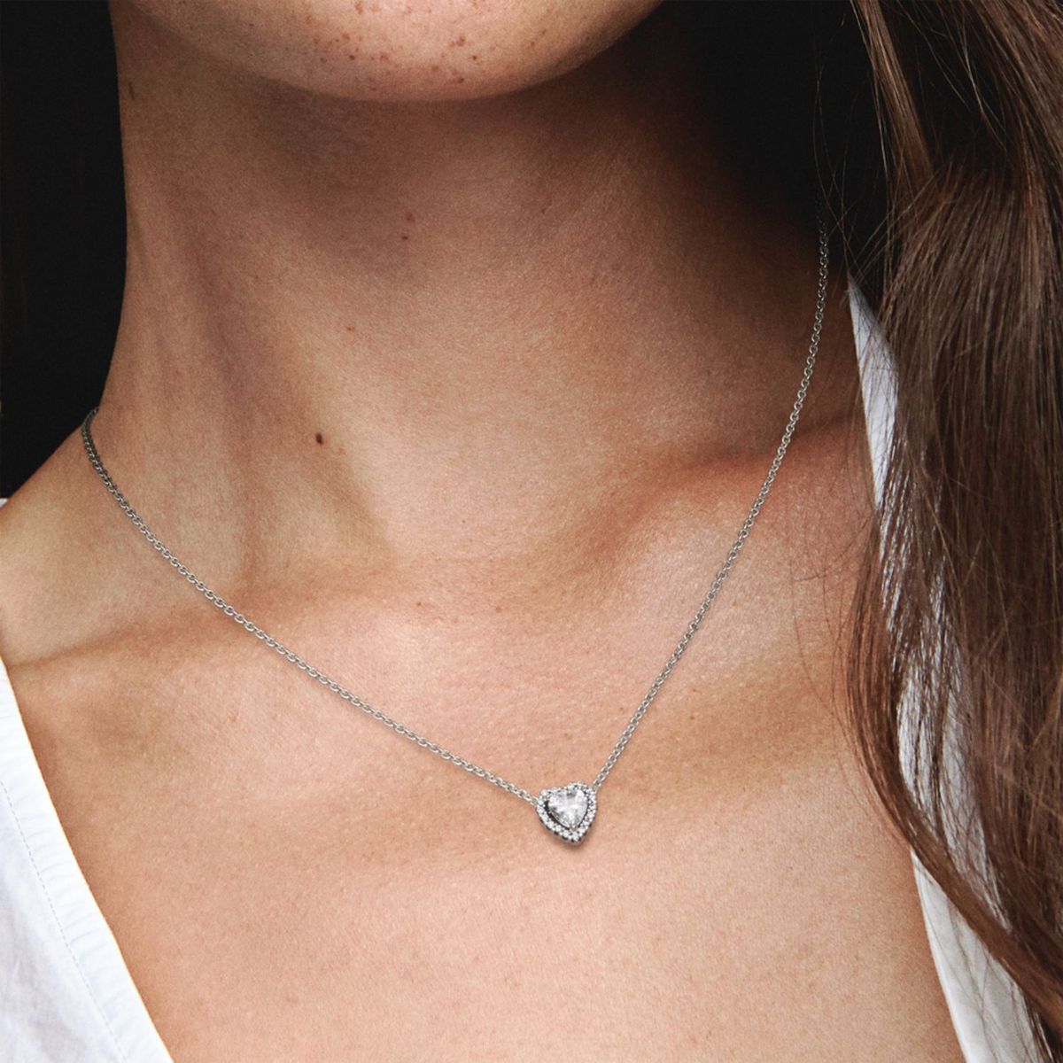 PANDORA - Collar Pandora Corazon Elevado En Plata Esterlina
