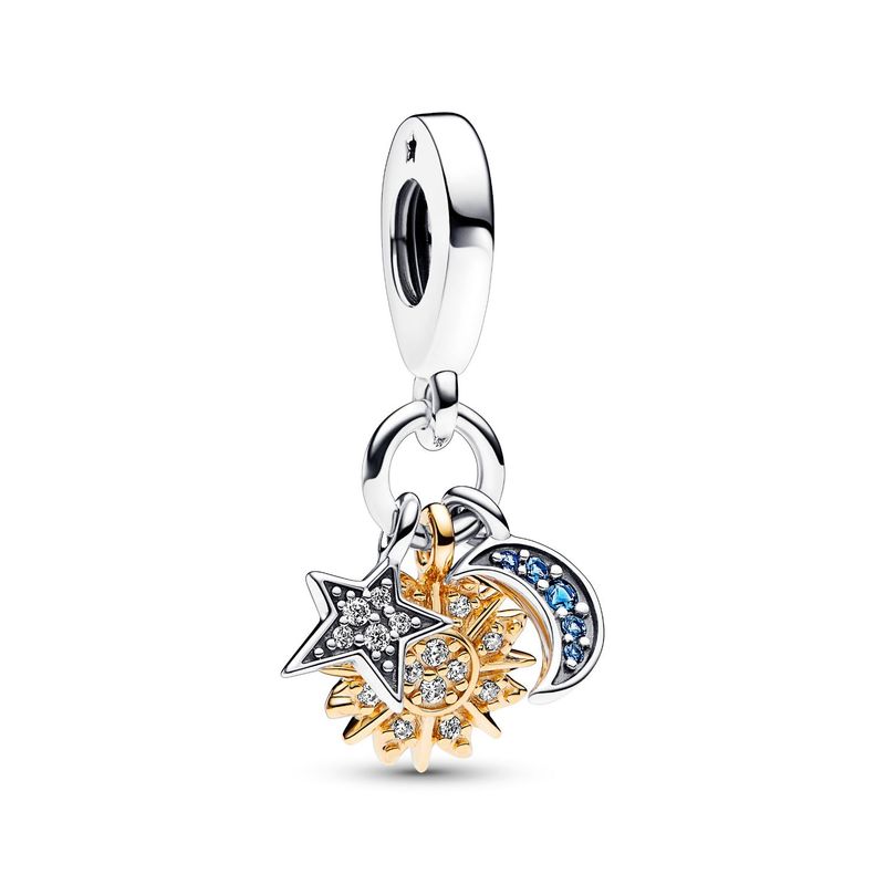 PANDORA - Charm Pandora Triple Celestial Plata Esterlina y Recubrimiento en Oro