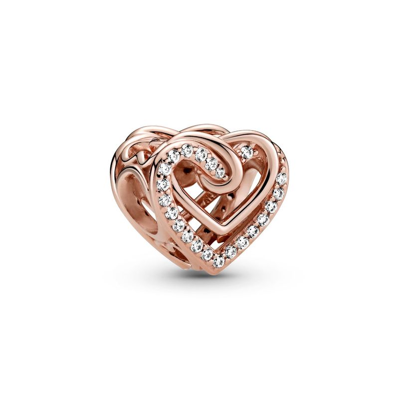 PANDORA - Charm Pandora Corazones Brillantes Entrelazados Recubrimiento en Oro Rosa