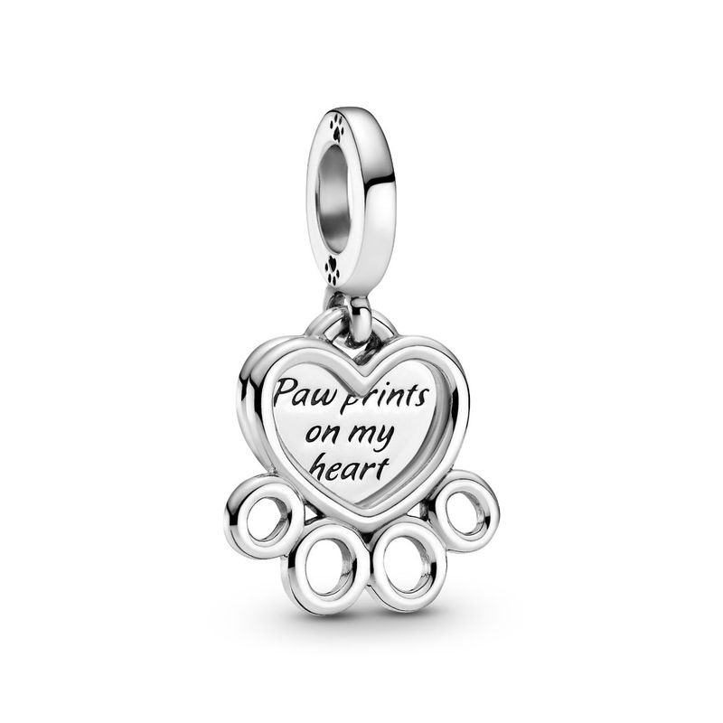 PANDORA - Charm Pandora Colgante Corazones y Huellas Plata Esterlina