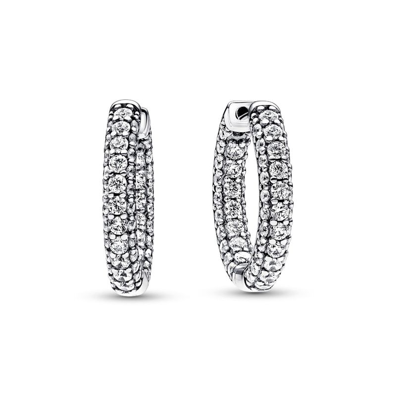 PANDORA - Aretes Pandora Aro Fila Pavé Plata Esterlina