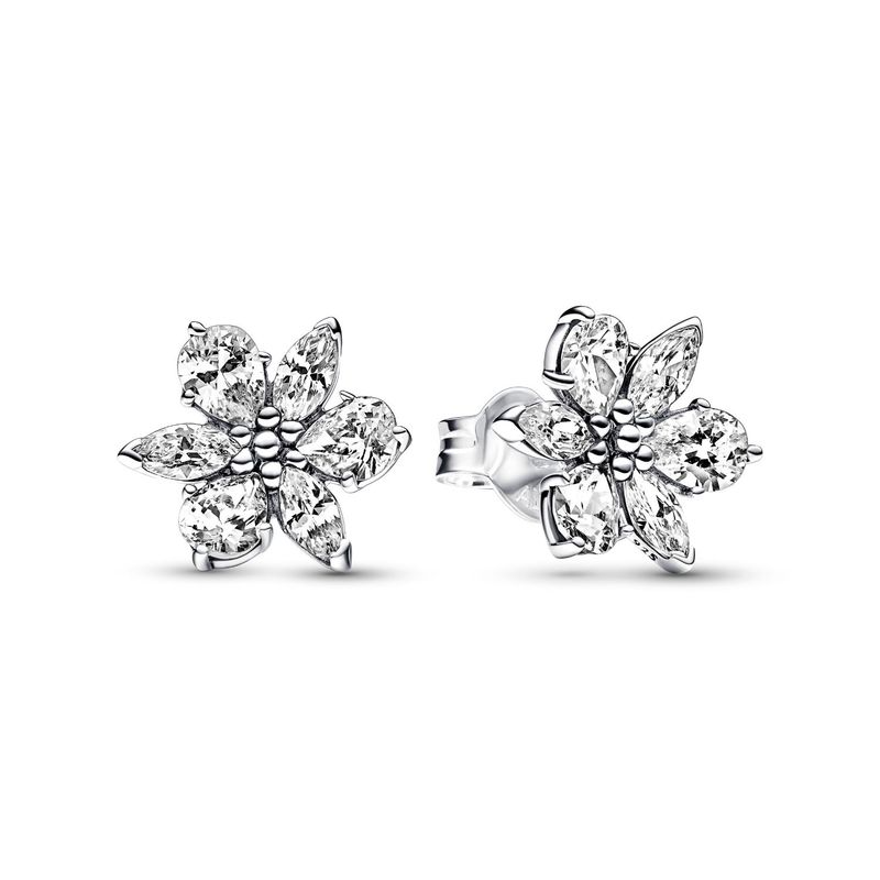 PANDORA - Aretes Pandora Botón Herbario Brillante Plata Esterlina