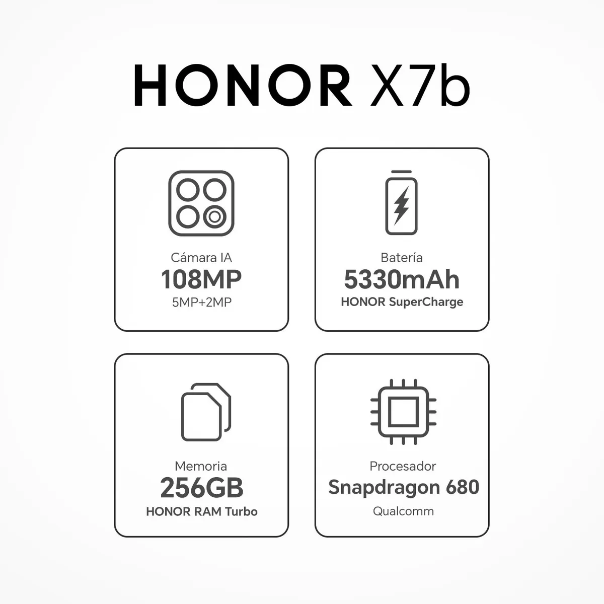HONOR - Celular Honor X7B 256 GB|8GB RAM|Cámara posterior 108MP |Cámara Frontal 8 MP|pantalla 6.8 pulgadas+Qualcomm Snapdragon 680