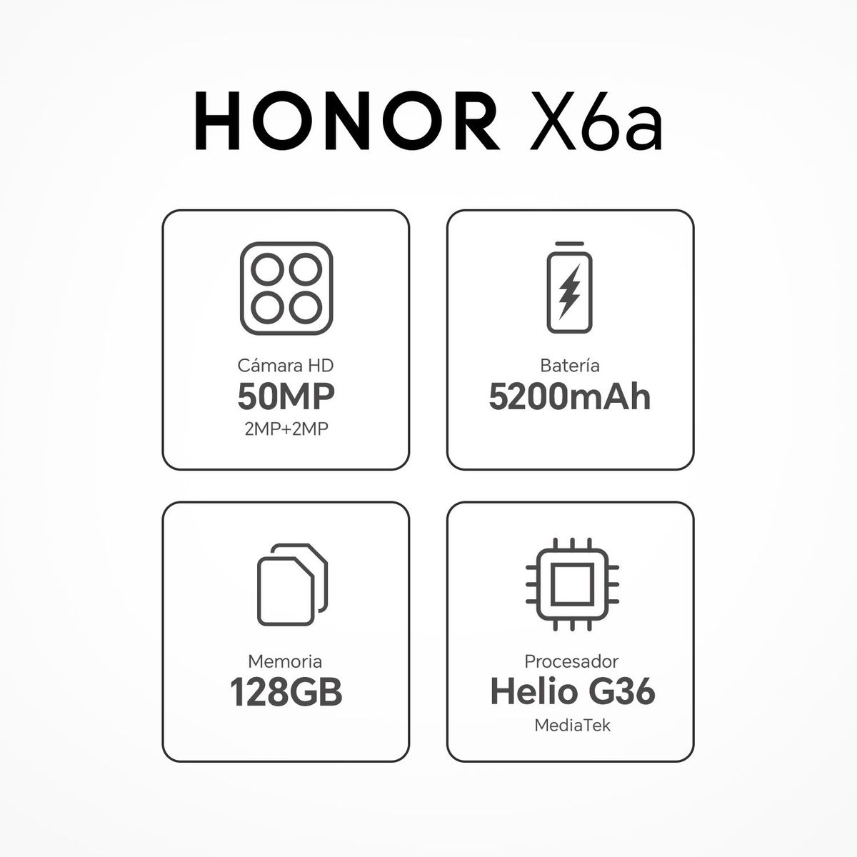 HONOR - Celular Honor X6A 128 GB | 4GB RAM |Cámara posterior 50 MP |Cámara Frontal 5 MP|pantalla 6,5 pulgadas+Mediatek G 36