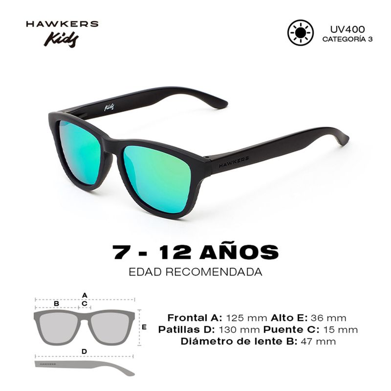 HAWKERS - Gafas de sol Hombre y Mujer Hawkers - CARBON BLACK. EMERALD ONE KIDS