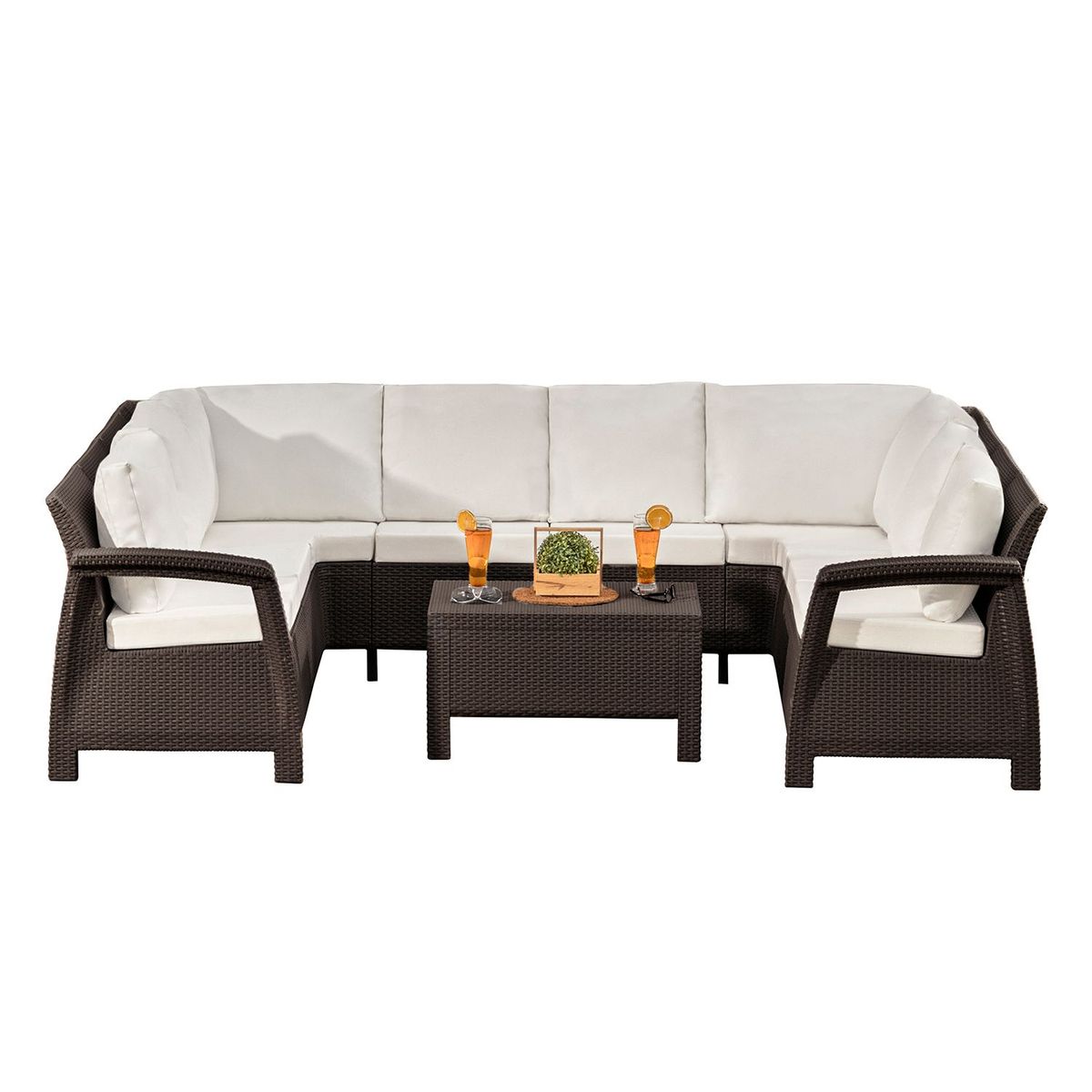 MQ - Juego de Sala de Exterior y Terraza Moderno (Sofá en U + Mesa de Centro) Ferrara Luxury MQ