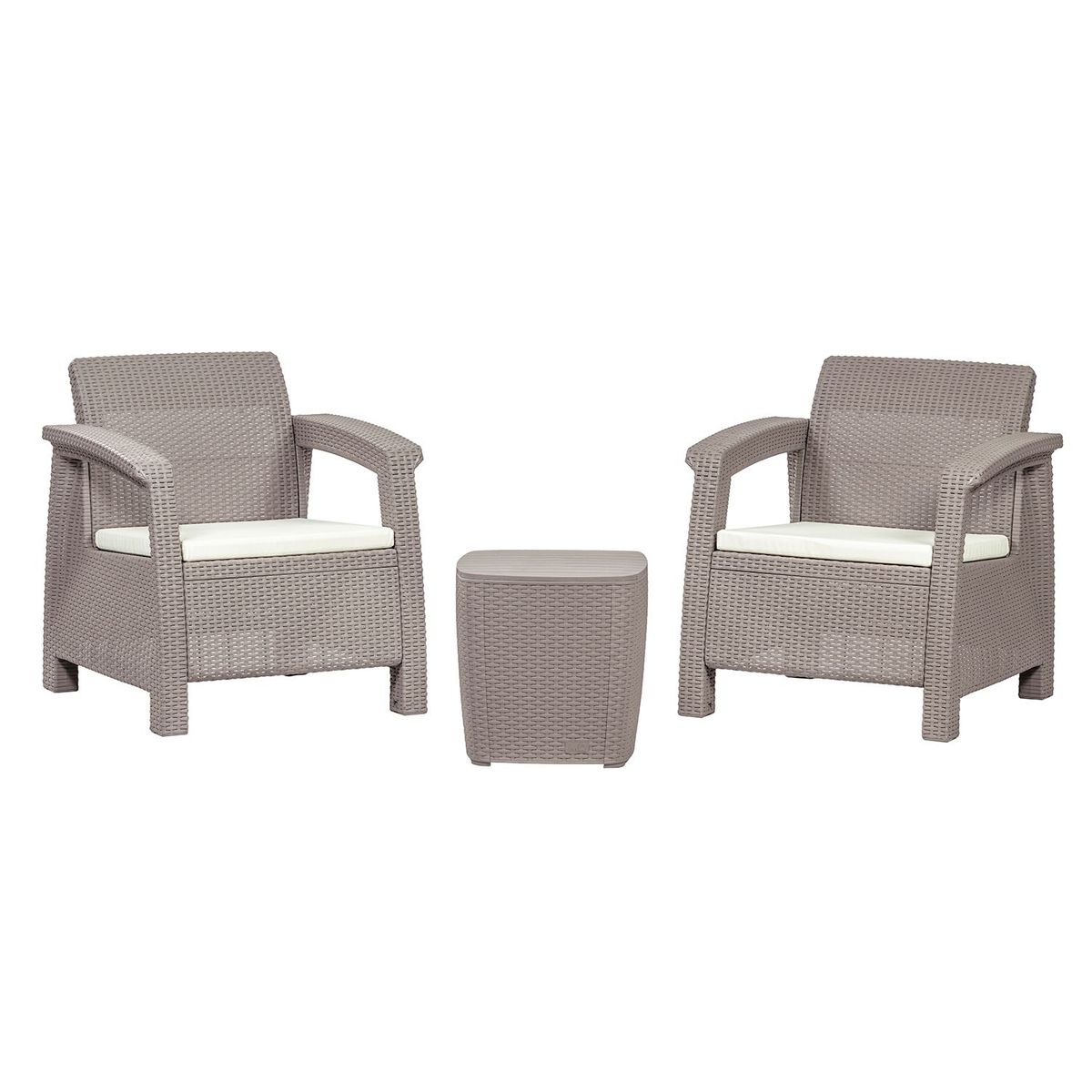 MQ - Juego de Sala o Balcón para Exterior y Terraza Moderno (2 Poltronas + Mesa de Centro Hielera) Ferrara MQ