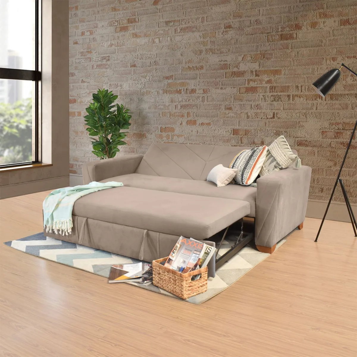 MICA - Sofá Cama Moderno en Poliéster 3 Puestos Vilna 210 x 85 x 89 cm Mica