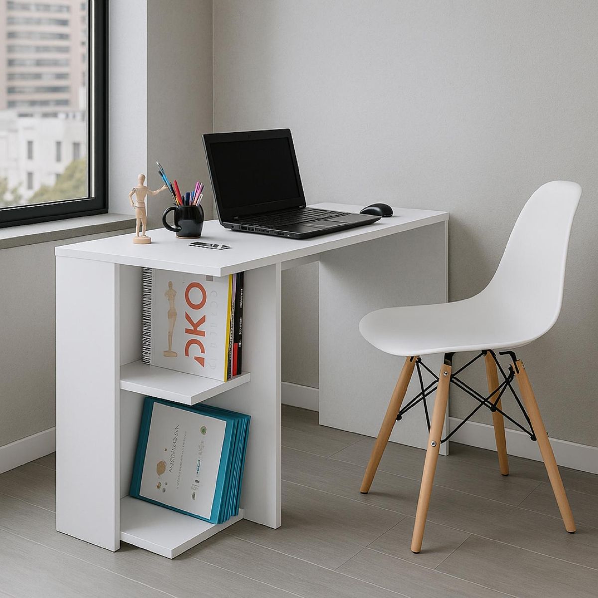 DKO DESIGN - Escritorio Moderno en Melamina 75 x 80 x 40 cm + Incluye Silla DKO Design 