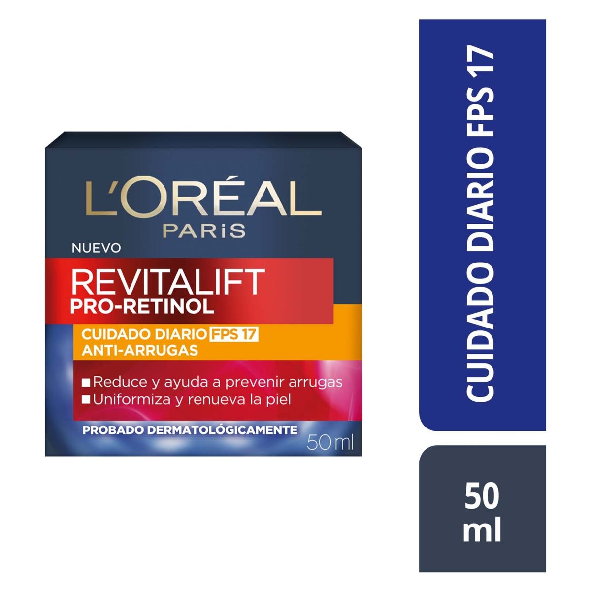 LOREAL PARIS - Hidratante facial Crema día Retinol Revitalift  LOREAL PARIS para Todo tipo de piel 50 ml