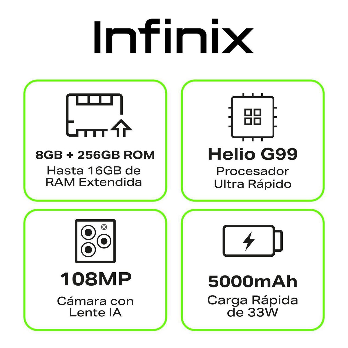INFINIX - Celular Infinix Hot 40 Pro 256GB + Audifonos Inalámbricos | 8GB RAM | Cámara posterior 108MP|Cámara frontal 32MP|Pantalla 6.7"|Helio G99