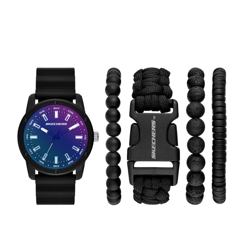 SKECHERS - Reloj Skechers para Hombre SR9083 - Reloj Análogo Silicona Negro