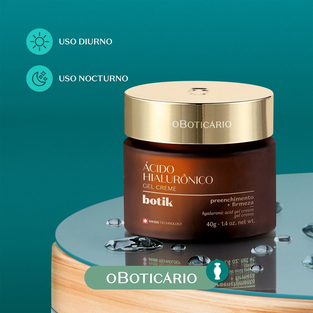 BOTIK - Jabón facial GEL CREMA ACIDO HIALUR Botik O Boticario Para Piel Grasa 40 g 