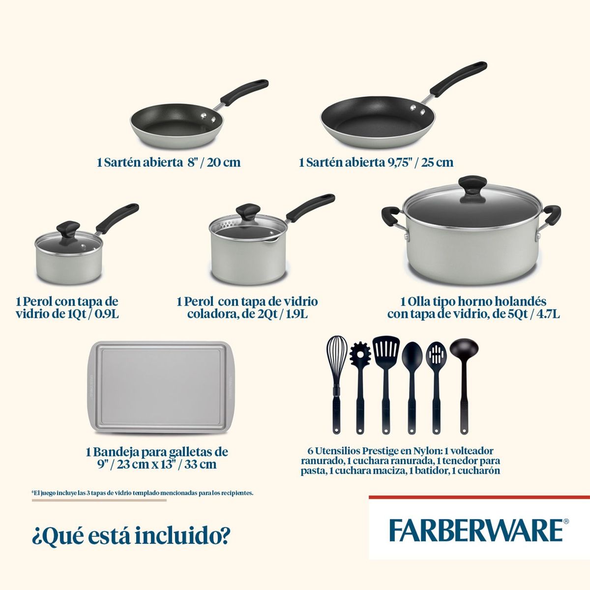 FARBERWARE - Juego de ollas Farberware Aluminio