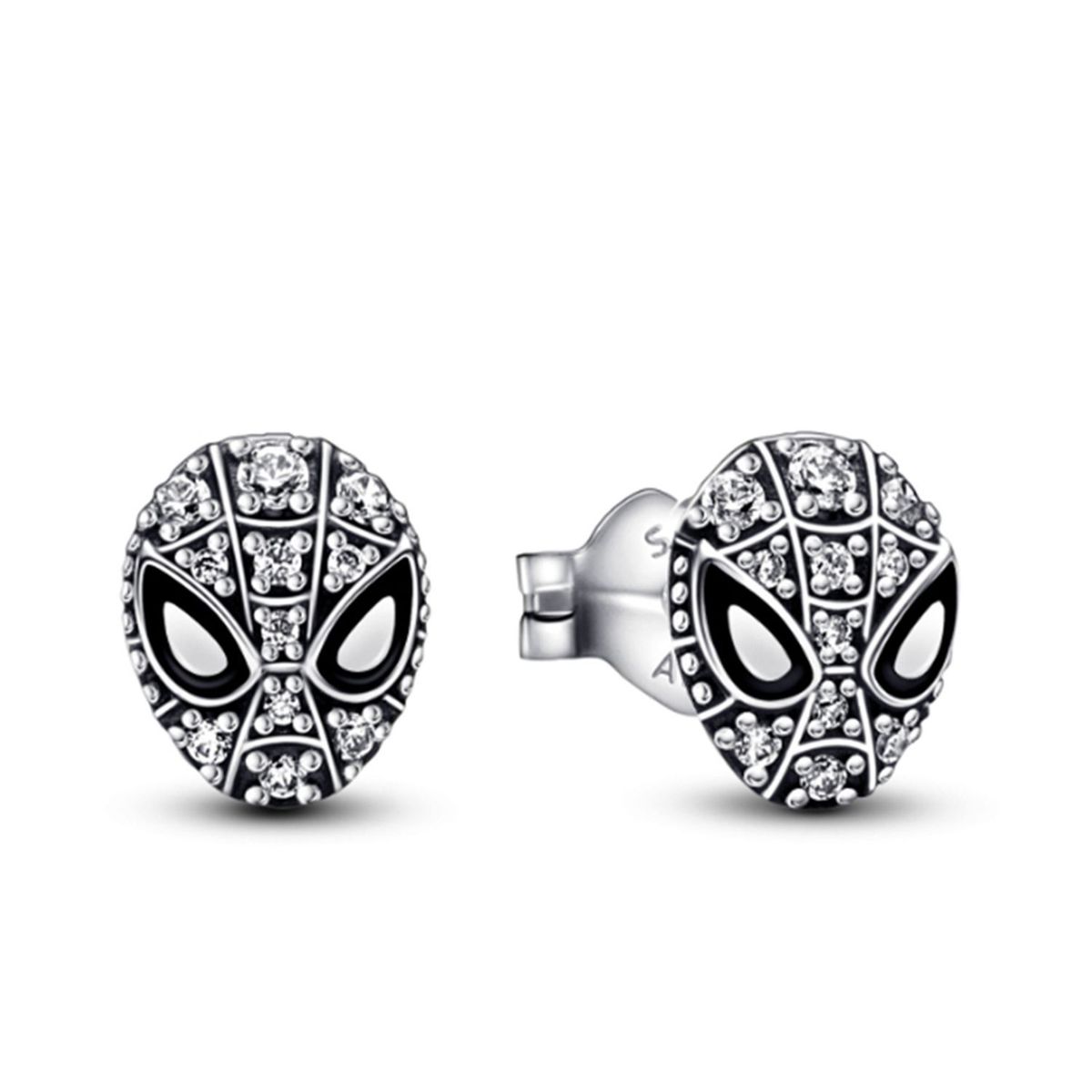 PANDORA - Aretes Pandora Botón Máscara Spider-Man de Marvel Plata Esterlina