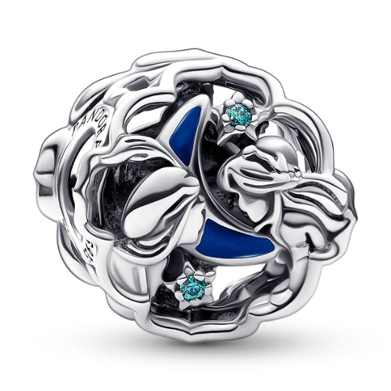 PANDORA - Charm Pandora Aladdin, Princesa Jasmine y Genio que brilla en la oscuridad de Disney Plata Esterlina