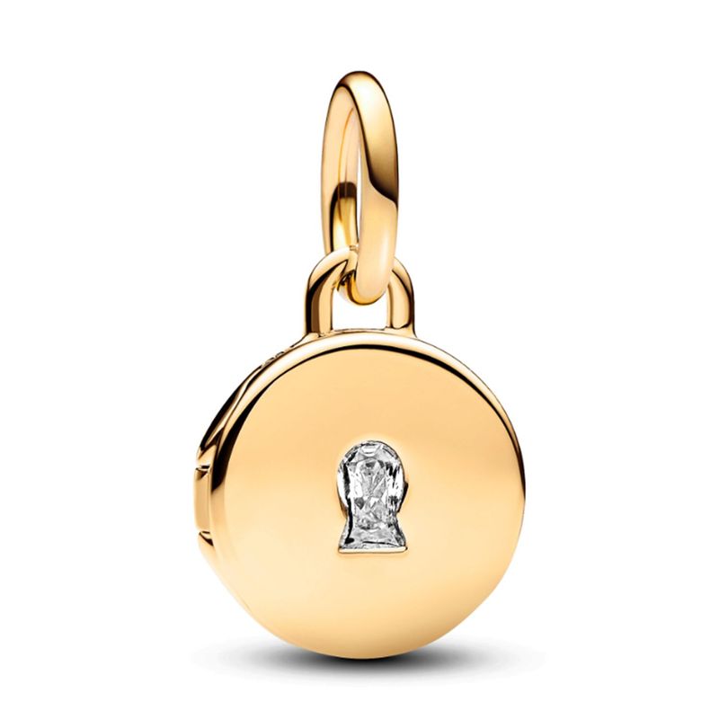 PANDORA - Charm Pandora Medalla Grabable que se abre Recubrimiento en Oro