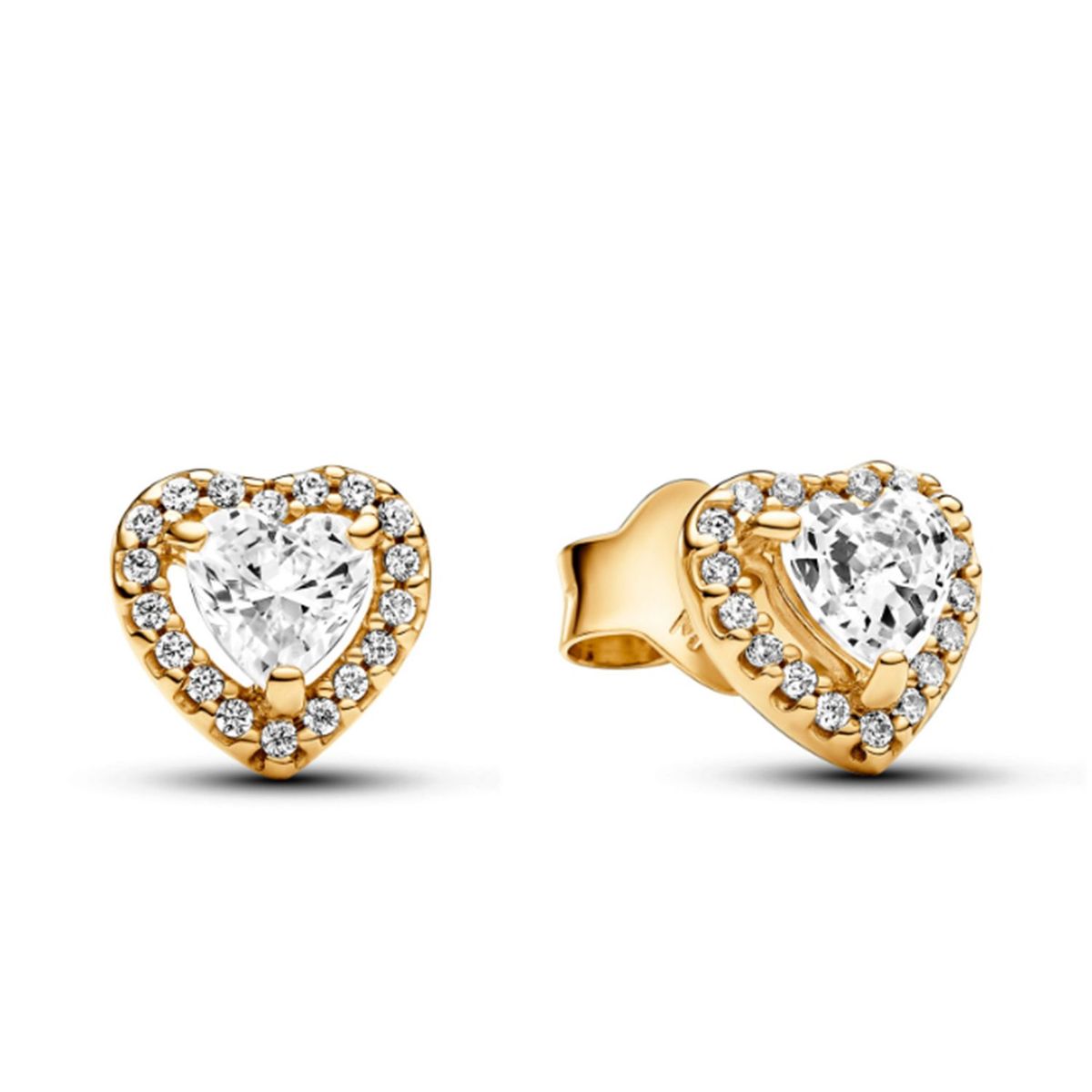 PANDORA - Aretes Pandora botón Corazón Elevado Brillante Recubrimiento en Oro